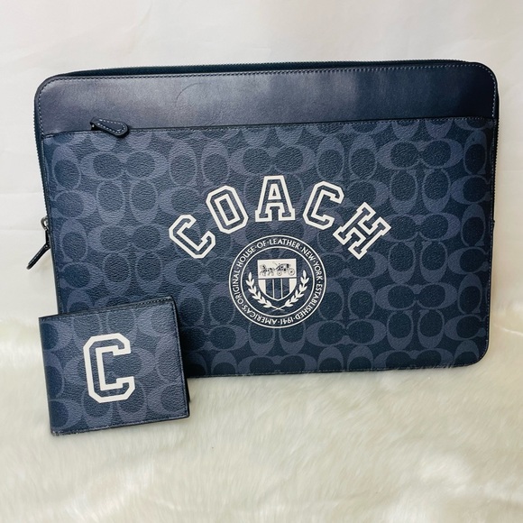 NWT Laptop Sleeve in Signature Canvas with Coach Varsity and Billfold wallet - Picture 16 of 16